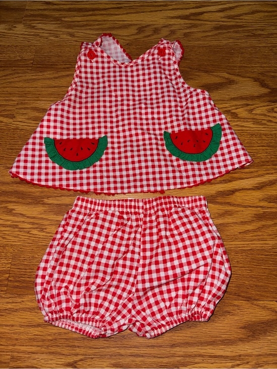 Sears Other - Vintage Red Gingham Watermelon Pocket Two-Piece Kids Set from Sears